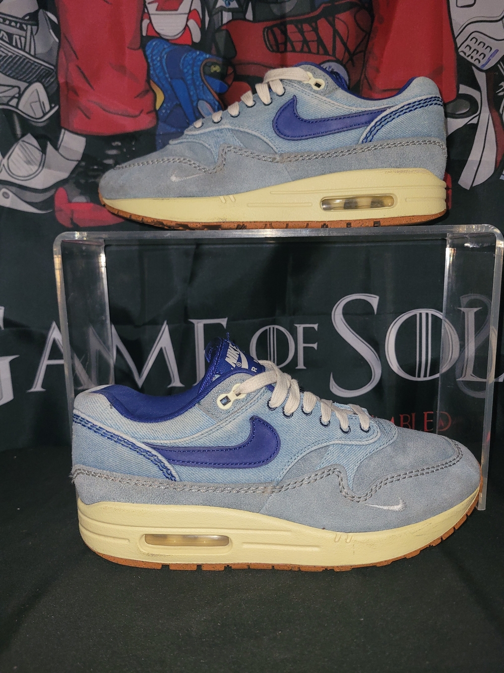 Nike Air Max 1 PRM Sneakers in Light Blue and Purple